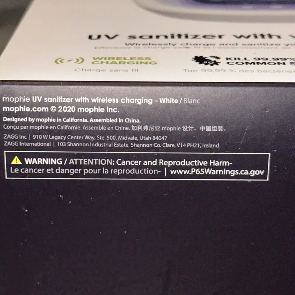 NEW Mophie UV Phone Sanitizer & Wireless Charger Qi Apple I Samsung LG Motorola